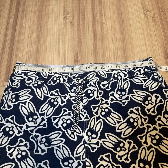 Psycho Bunny Blue Swim Trunk Shorts All-Over-Print Logo Size XL - Picture 5 of 12